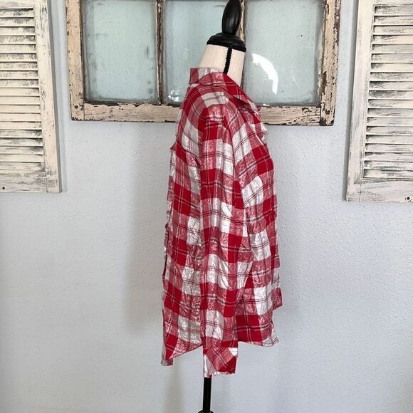 Style & Co Womens Shirt Button Down Long Sleeve Checkered Red Size 0X NWT - Picture 6 of 10